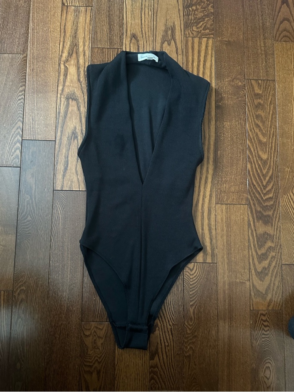 Dance & Marvel Black Sleeveless V-Neck One-Piece Bodysuit